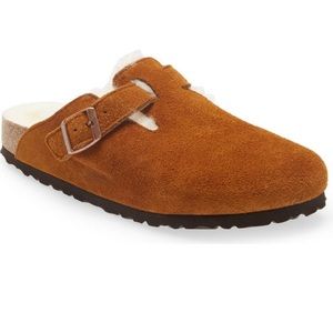 Birkenstock Boston Genuine Shearling Lined Clog - natural color, size 38 (7-7.5)